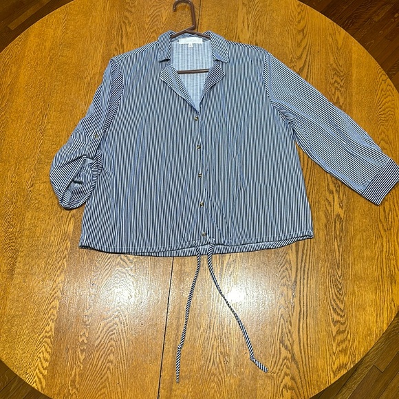 Eden & Olivia blue with white vertical striped size XL button down shirt - Picture 7 of 7